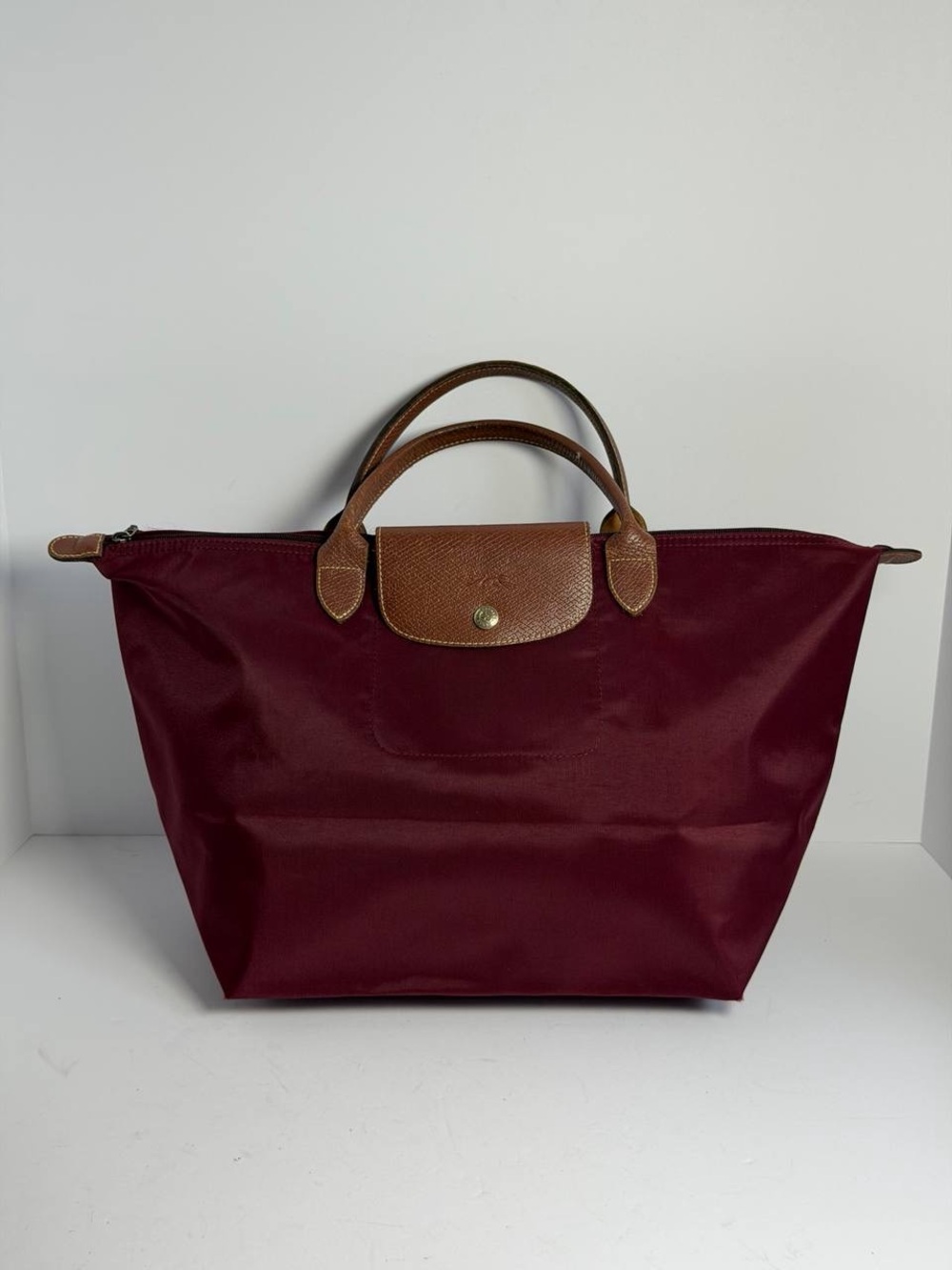Longchamp Le Pliage Burgundy Nylon Handbag